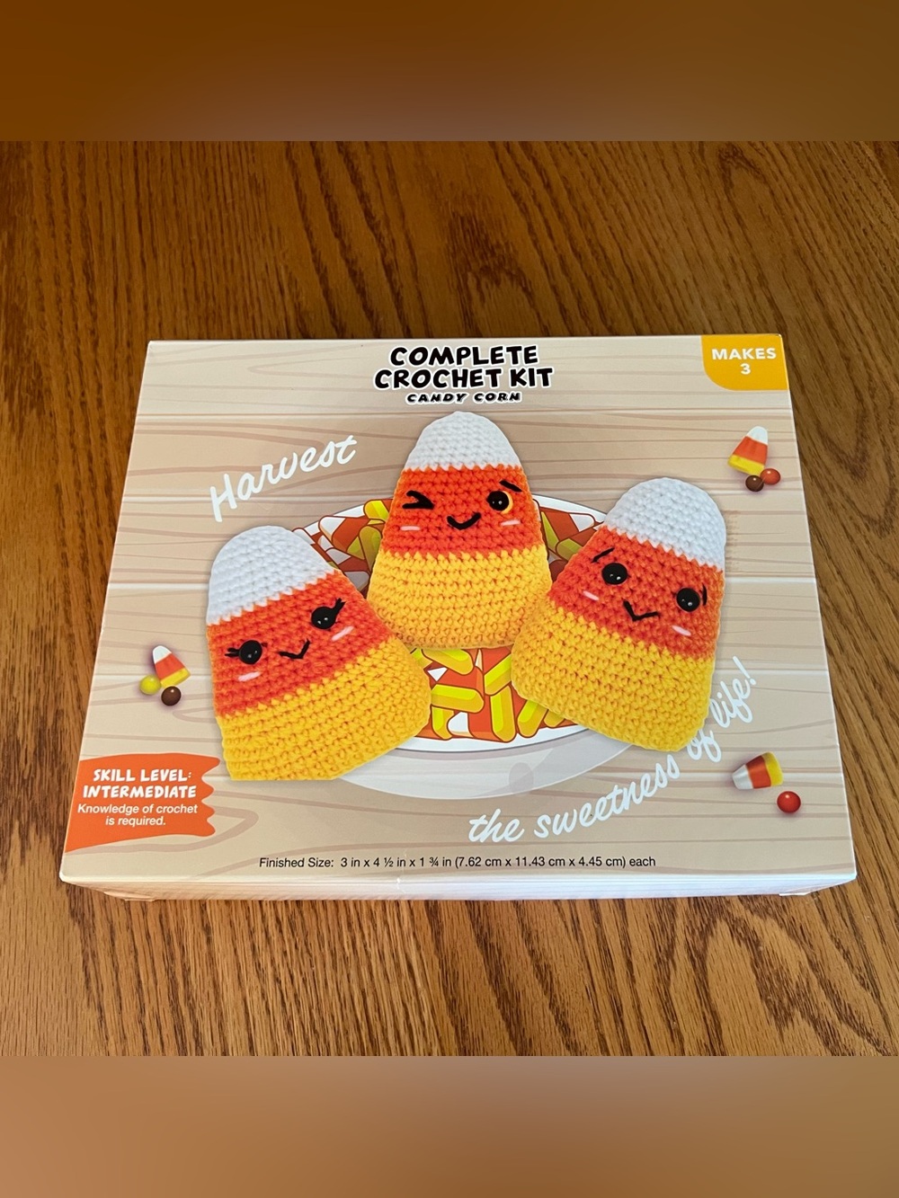 Needle Creations Crochet Kit Candy Corn Plush Trio - Yellow, Orange, White